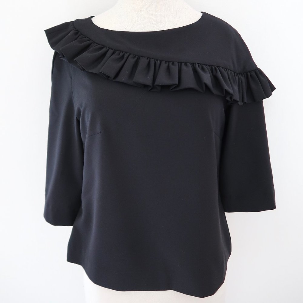 PASKAL ruffle trim stretch wool top - Picture 2 of 6